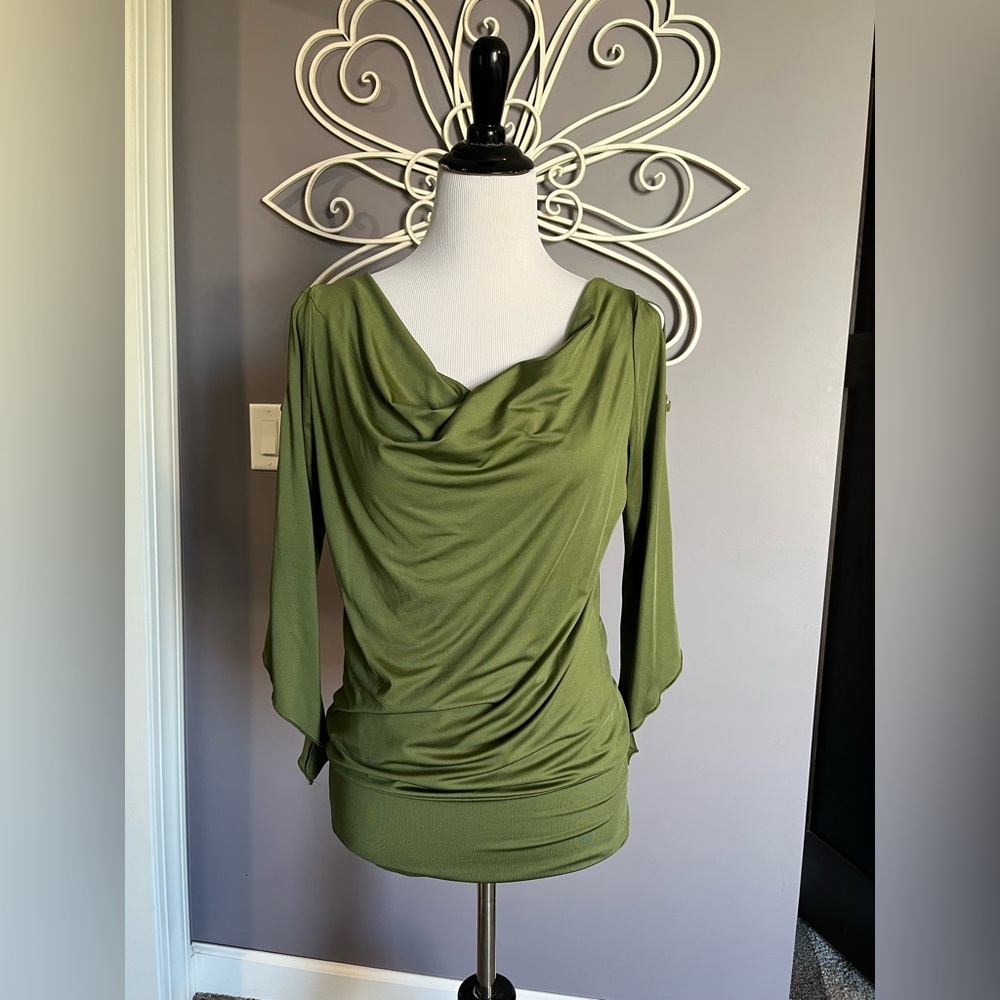 VENUS Olive Draped Women's Blouse